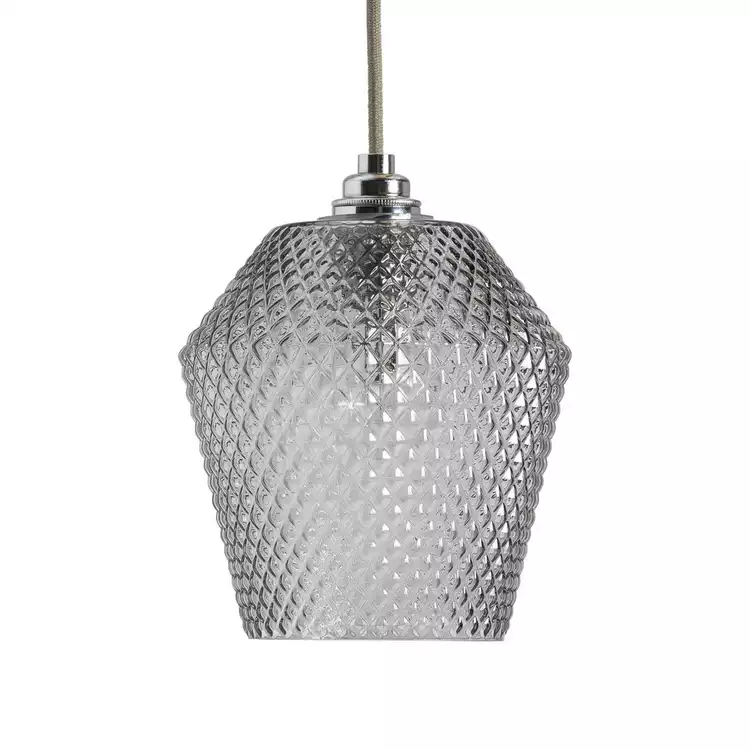 Habitat Nubia Grey Glass Easy Fit Lampshade - 17cm