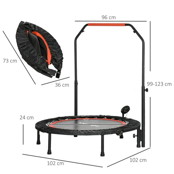 Trampolin, faltbar, LxBxH: 102x102x123 cm, mehrfarbig