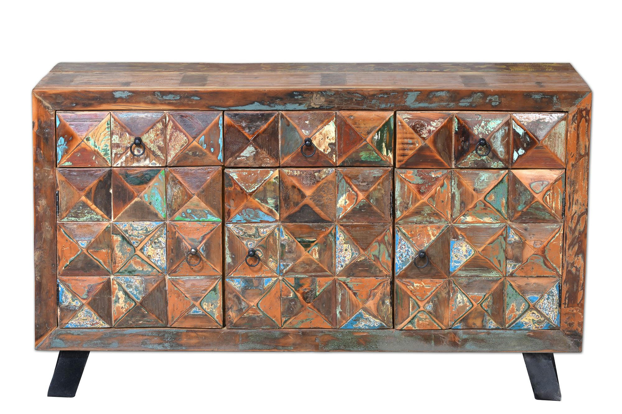 DIAMANTE RECICLADO - Buffet en bois recyclé multicolore