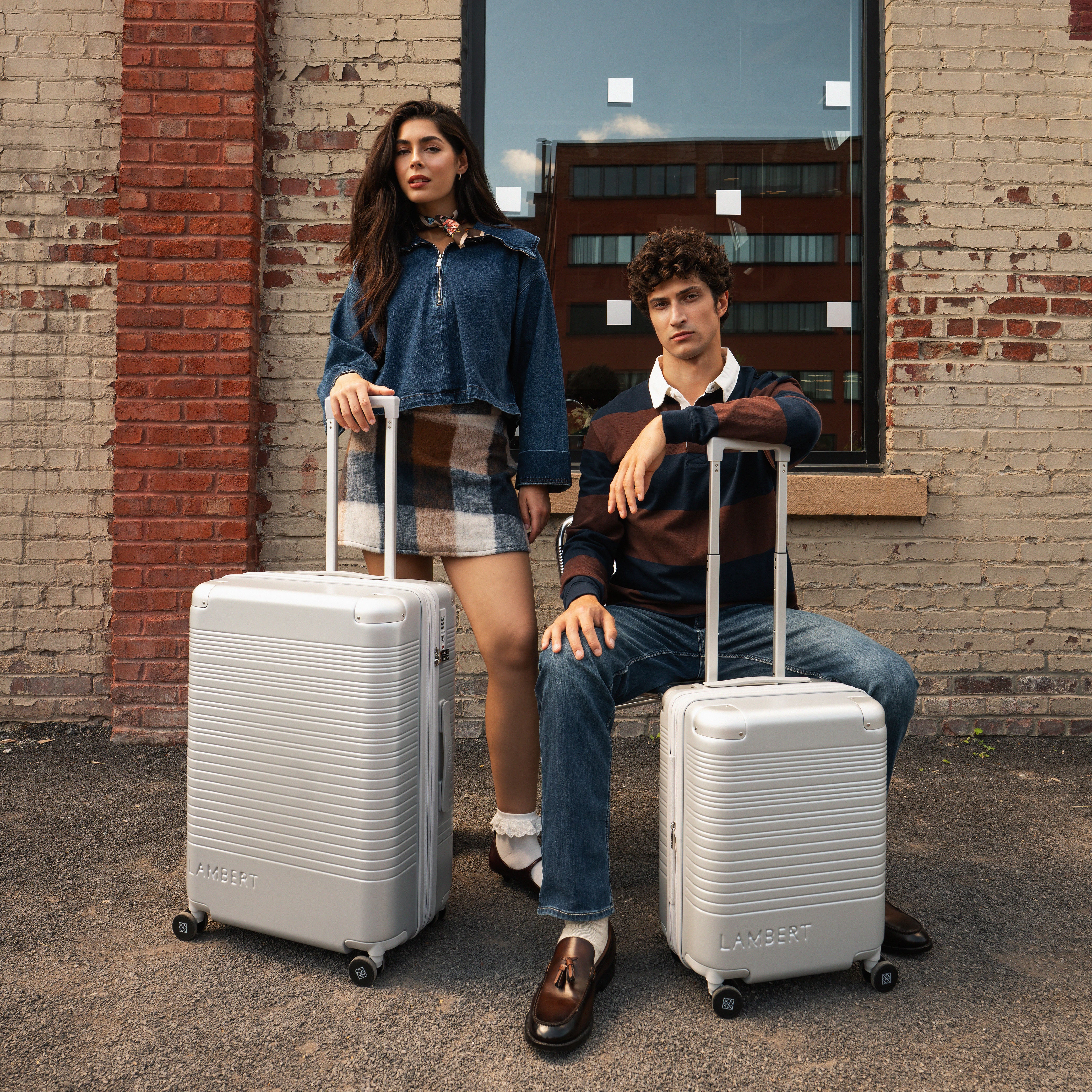 The Milan –  Silver Medium Checked Luggage