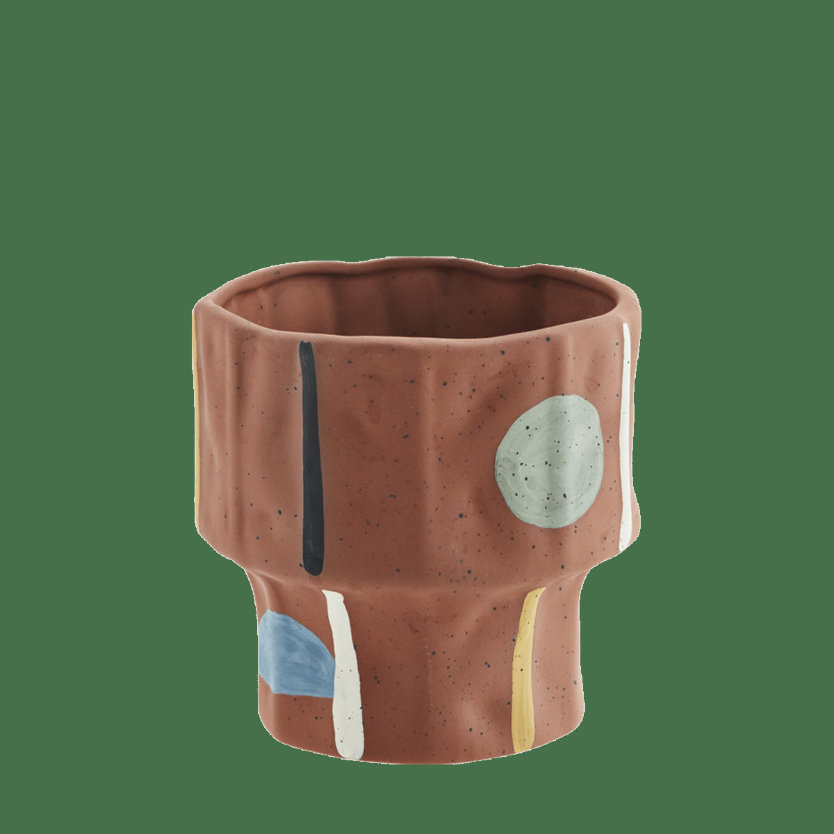 - Cache-Pot en terre cuite peint à la main 11x10.5cm