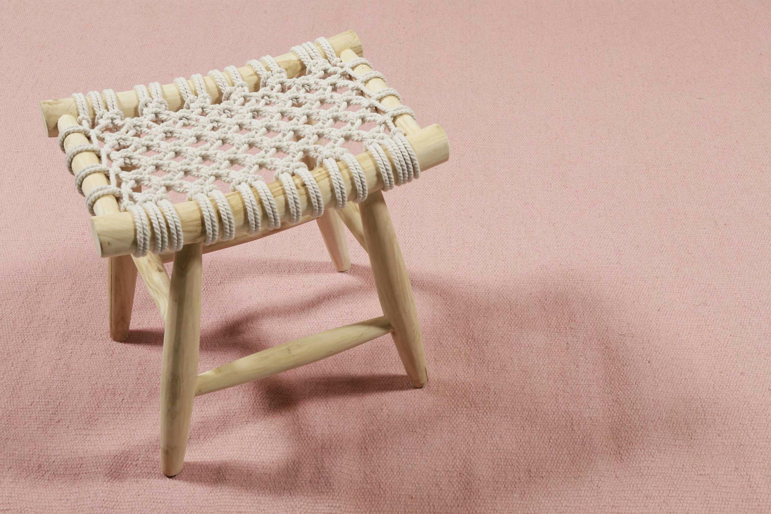 MAYA KELIM - Tapis tissé main pure laine vierge rose 160x230