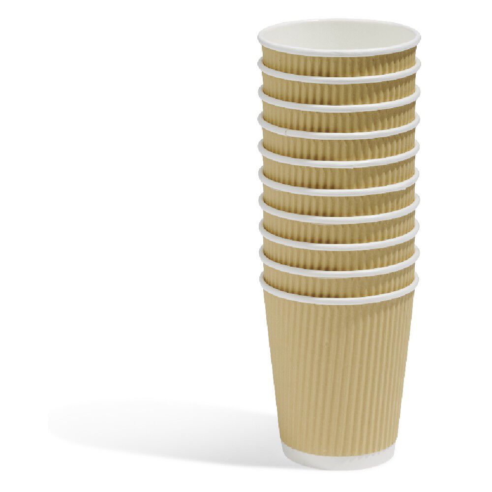 Gobelet cartonné extérieur cannelé beige et blanc 20 cl x10