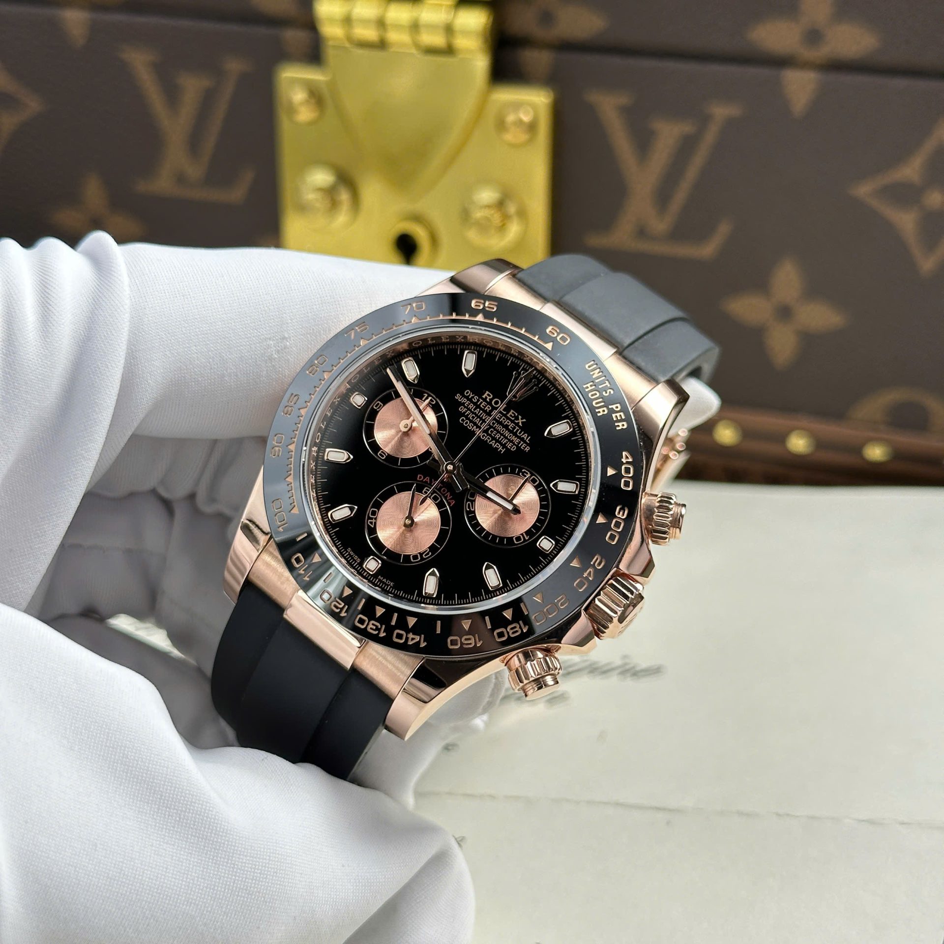 Rolex Daytona 116515LN RG Plated Black Dial 40mm Oysterflex Super Clone