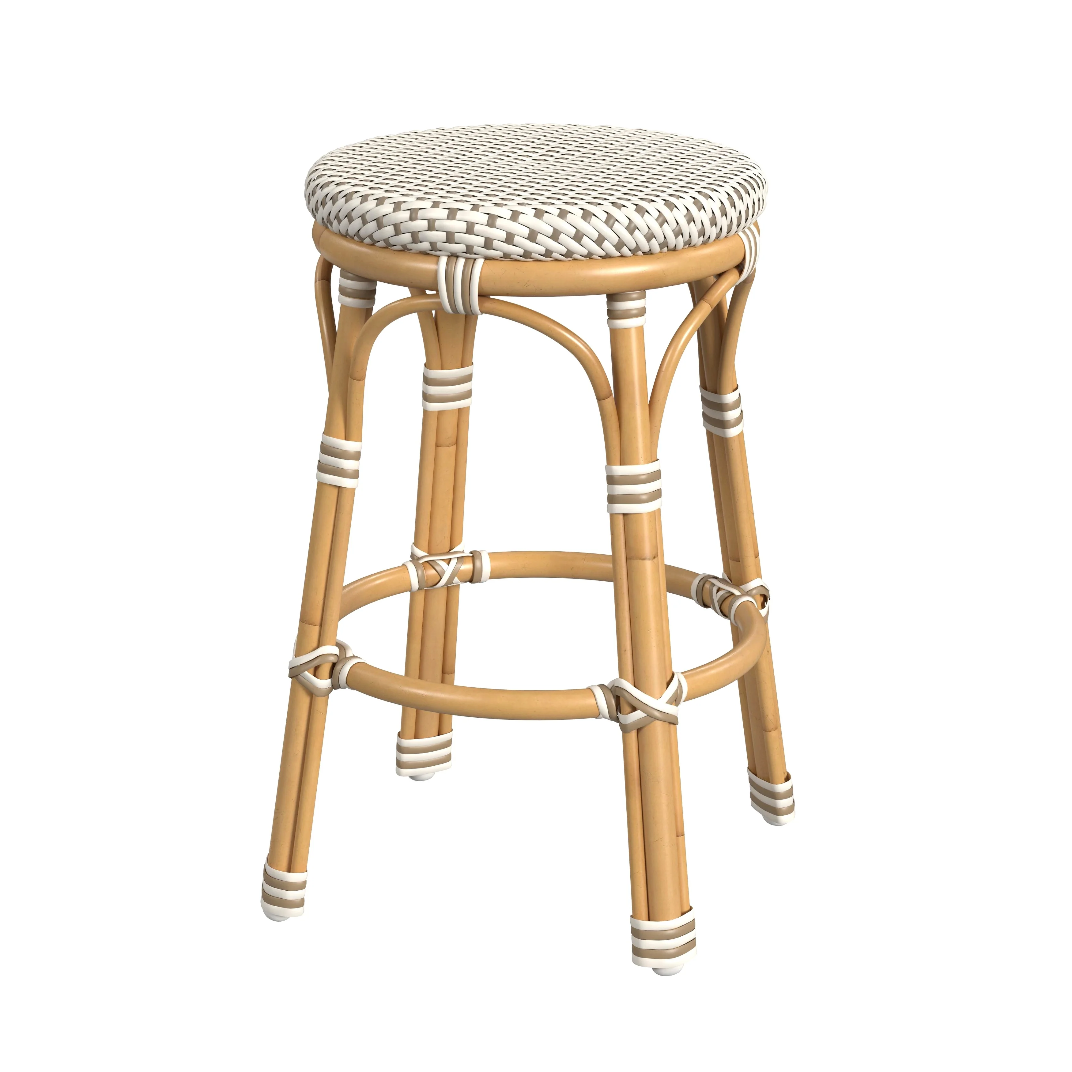Tobias Outdoor Rattan and Metal Counter Stool