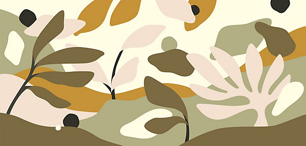 Papier peint panoramique Botanique, Brun clair 375 x 250cm