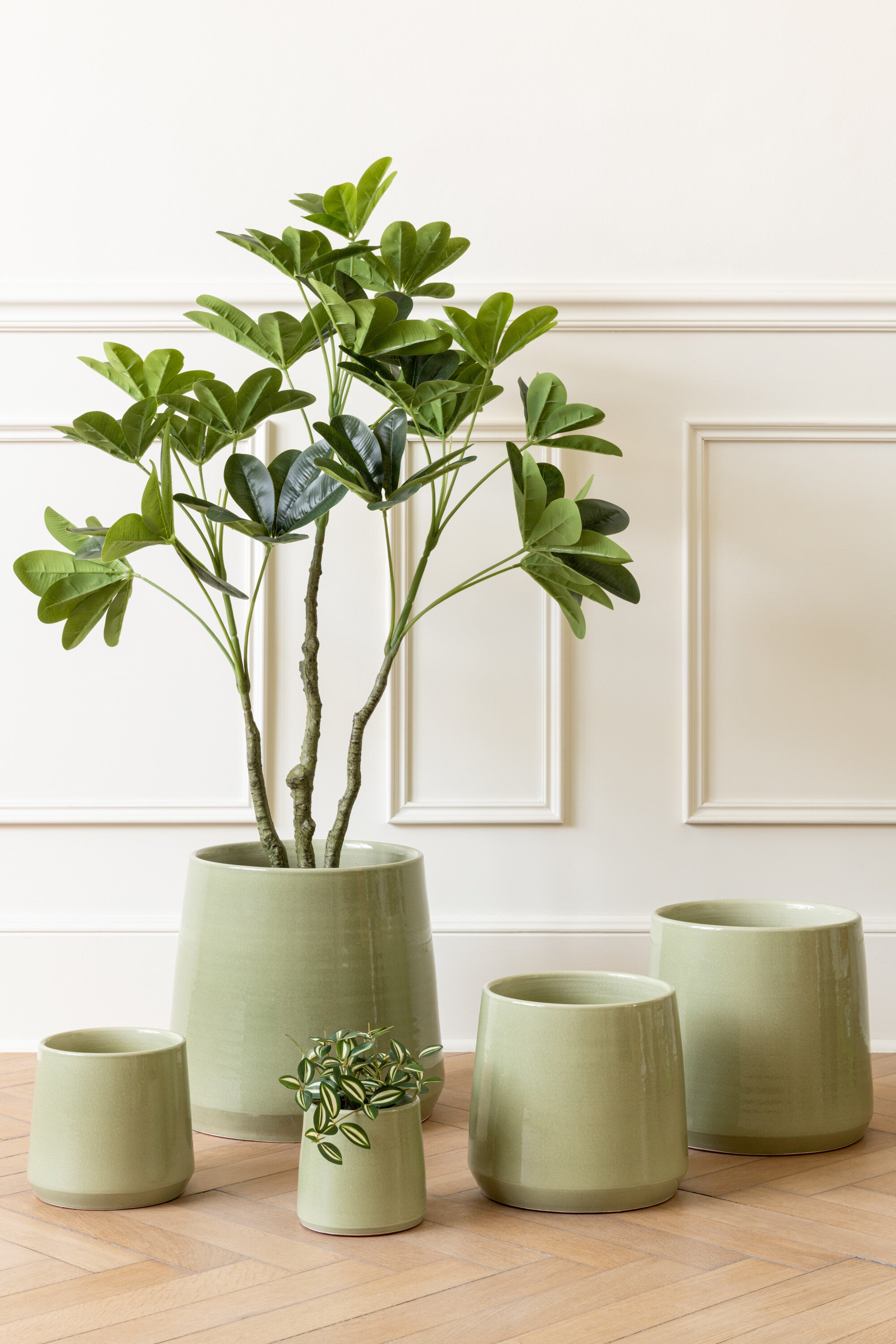 J-Line plant Tradescantia in pot - kunststof - groen wit