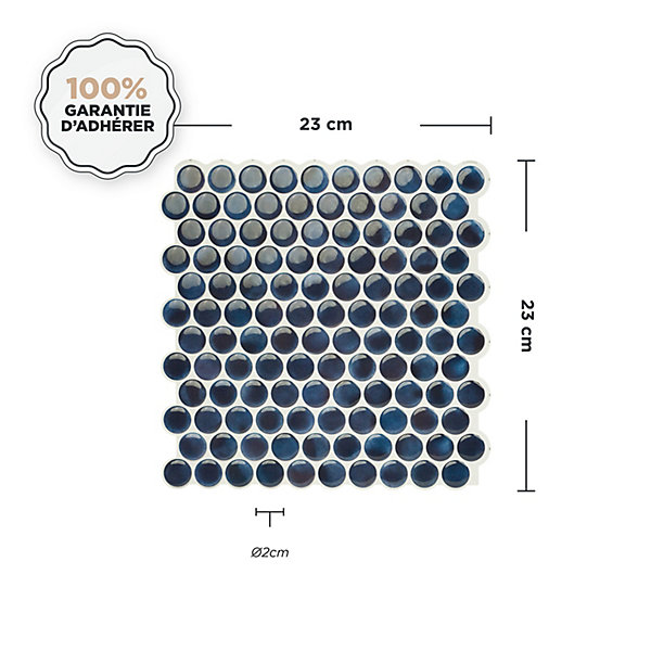 Crédence Adhésive Cuisine et Salle de Bain x4 - Carrelage Mural Smart Tiles, Bleu - 22,78 x 22,73cm