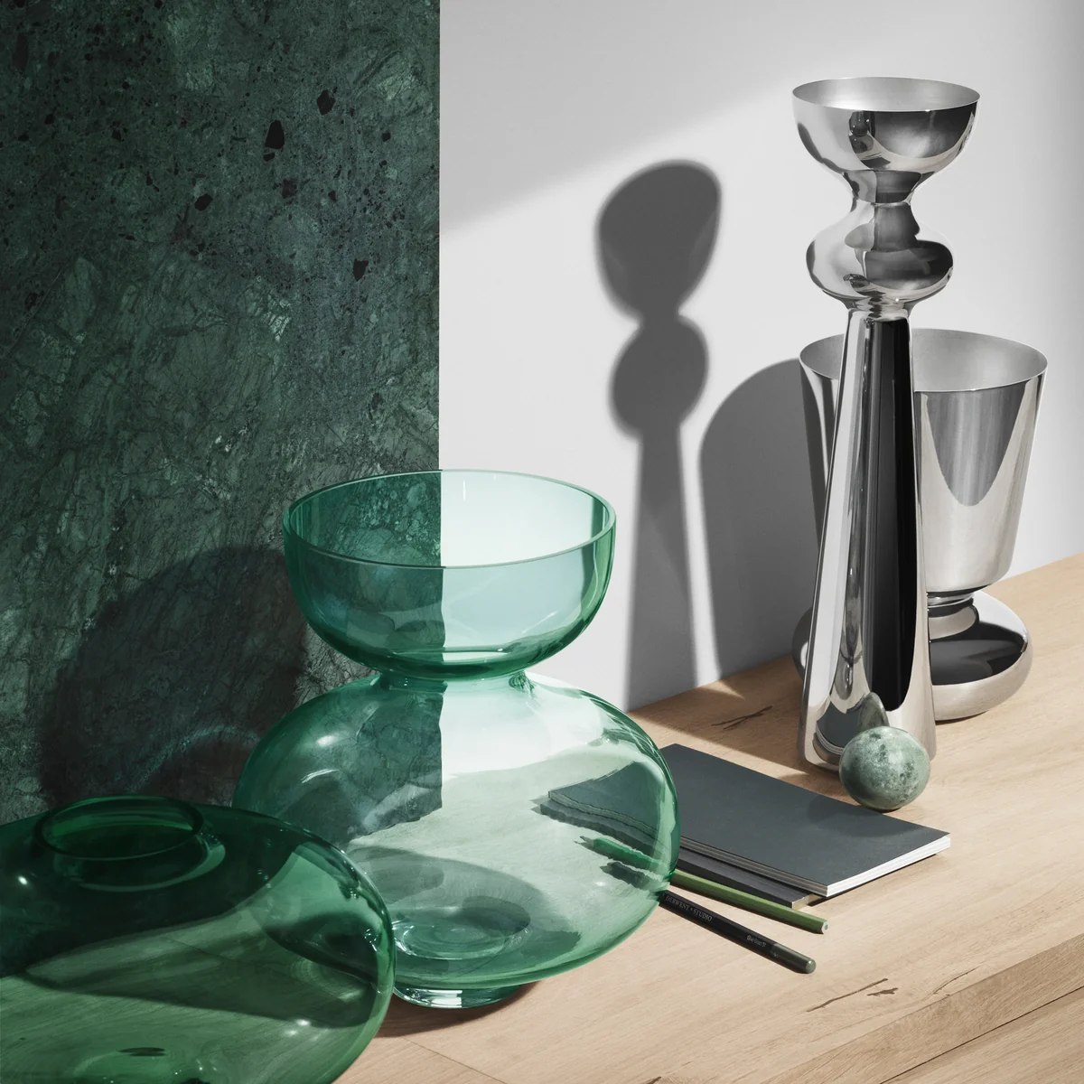 Georg Jensen - Alfredo Glasvase, grün, 25 cm