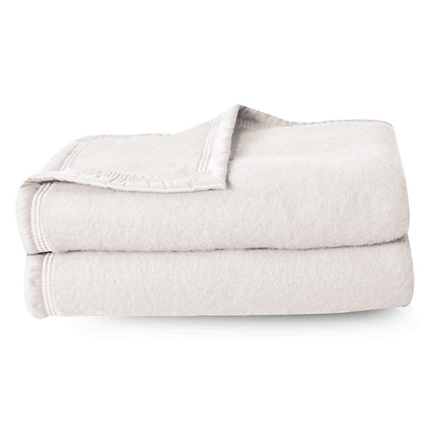 Couverture pure laine vierge Woolmark 500g/m² VOLTA 240x260 cm Blanc Naturel