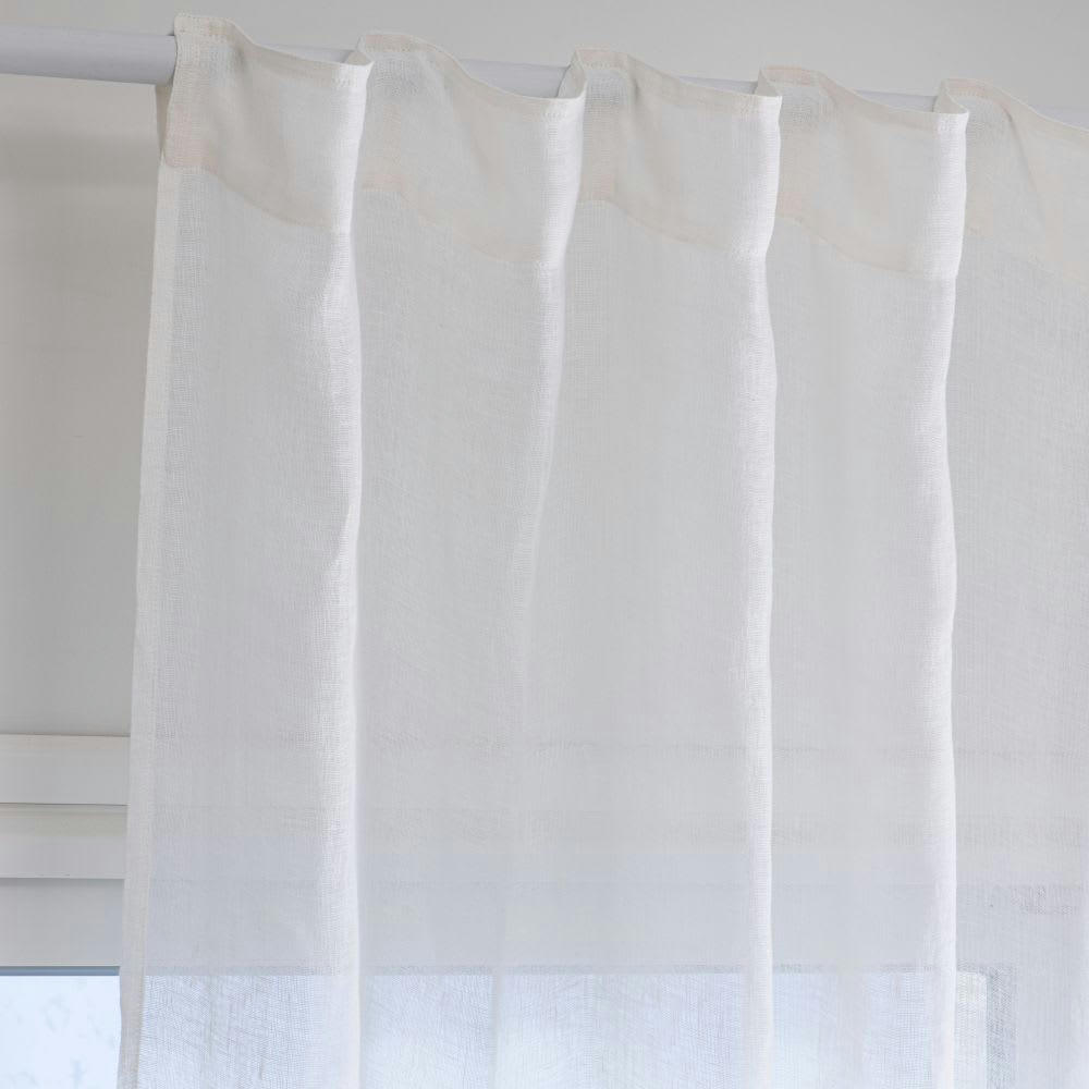 - Rideau à passants voilage en lin blanc à l'unité 140x260