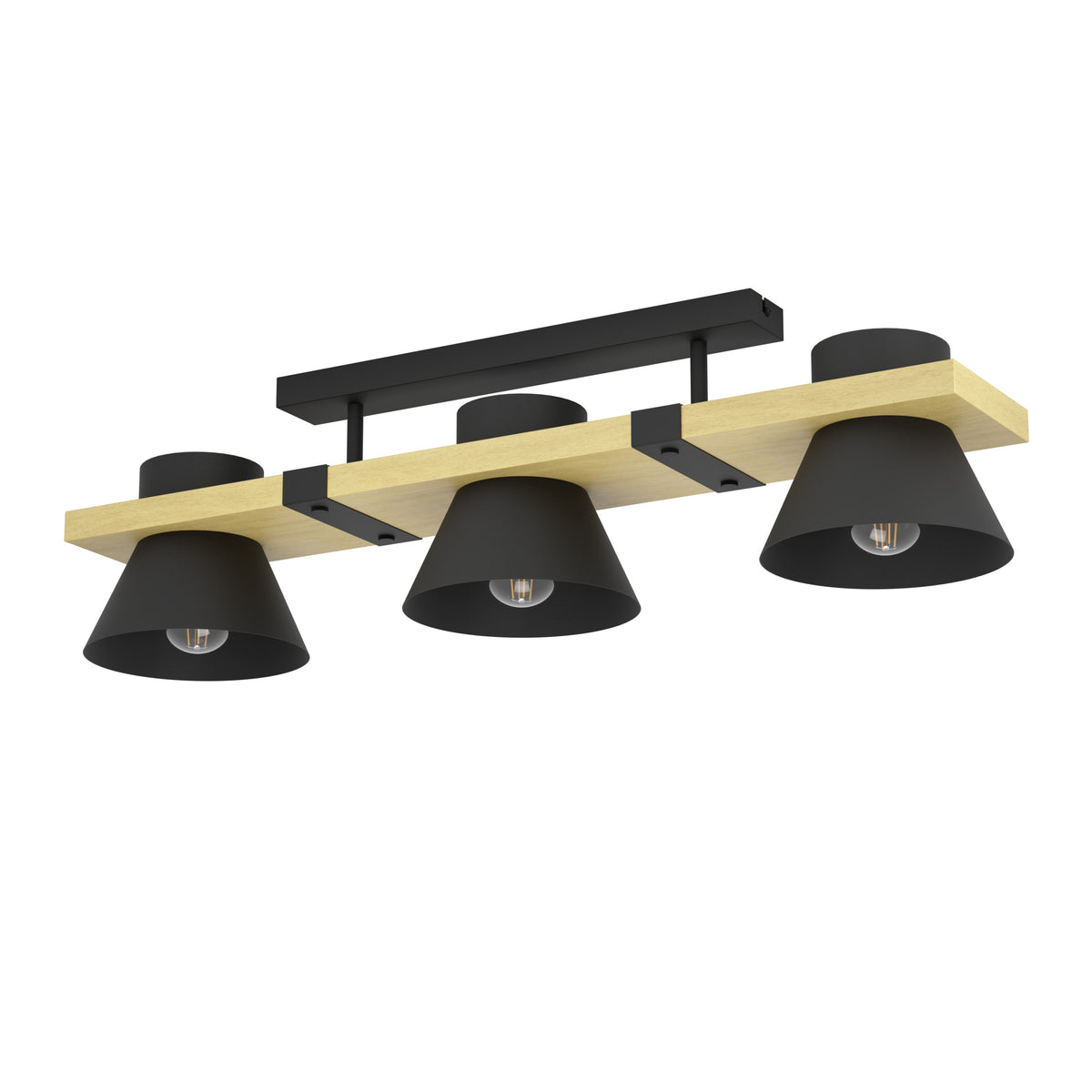EGLO plafondlamp Maccles - e27 - 78 cm - zwart/bruin - hout