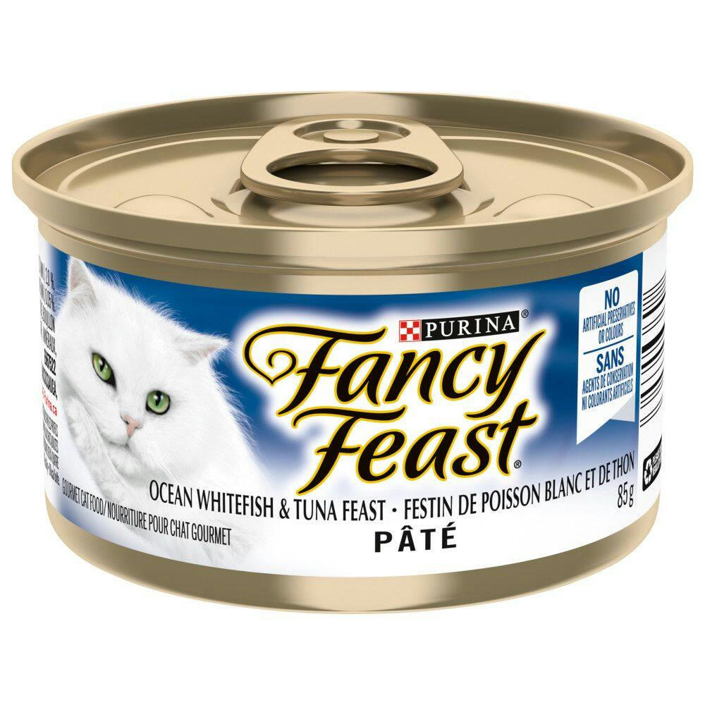 Purina® Fancy Feast® Cat Food, Ocean Whitefish & Tuna, for Cats of all Ages/Sizes, 85-g