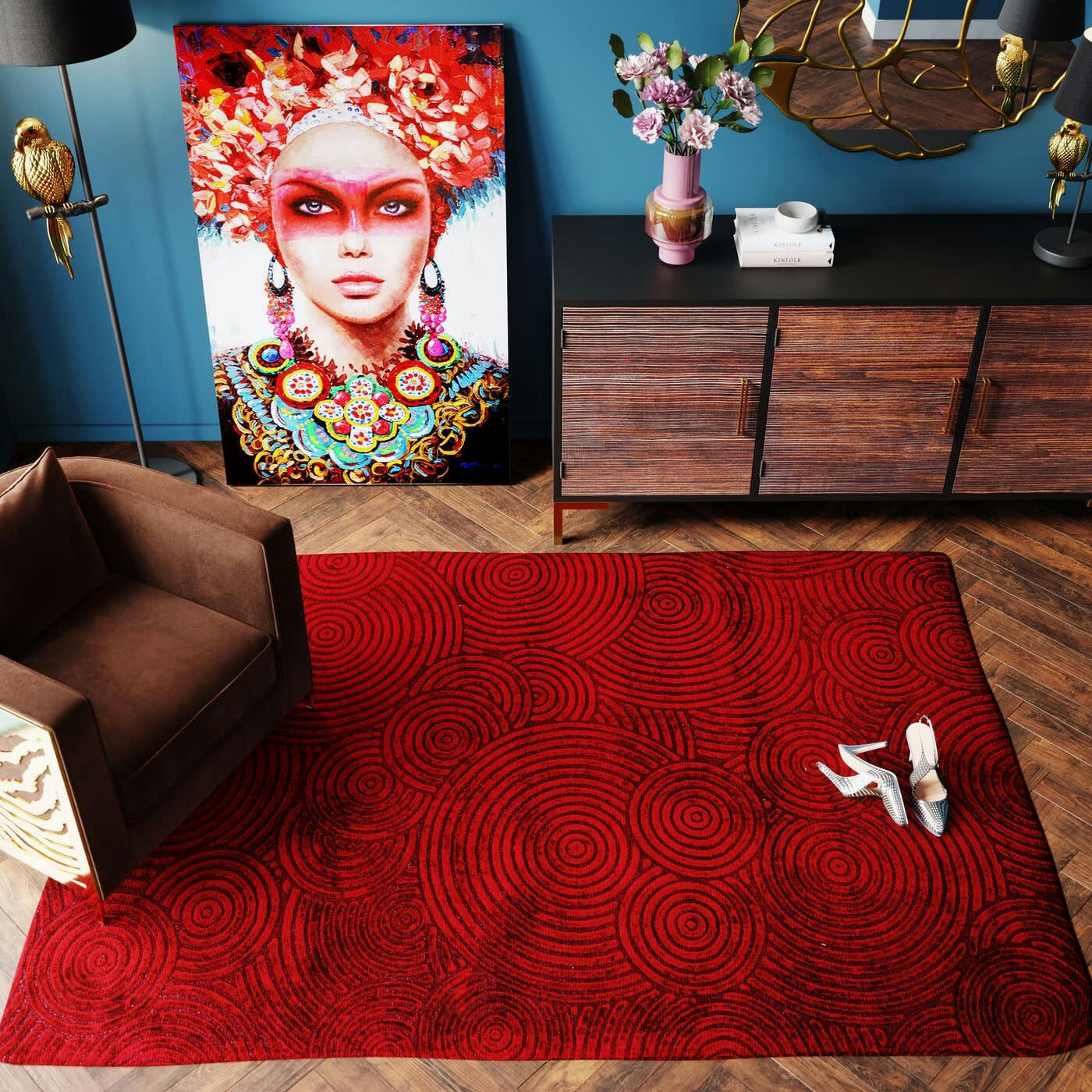 - Toile femme tribale couronne de fleurs 90x140