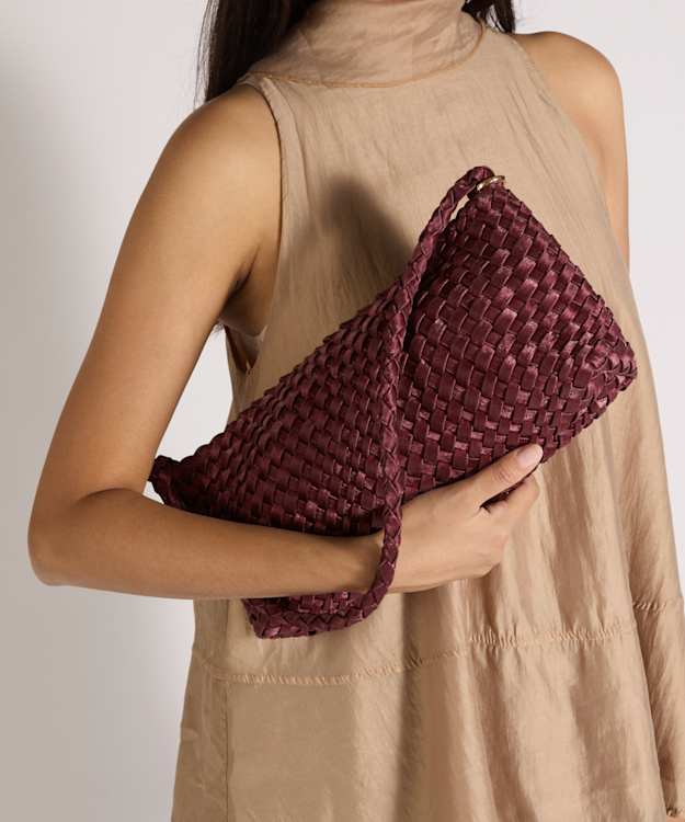 Deliberating Berry - Woven East-West Shoulder Bag