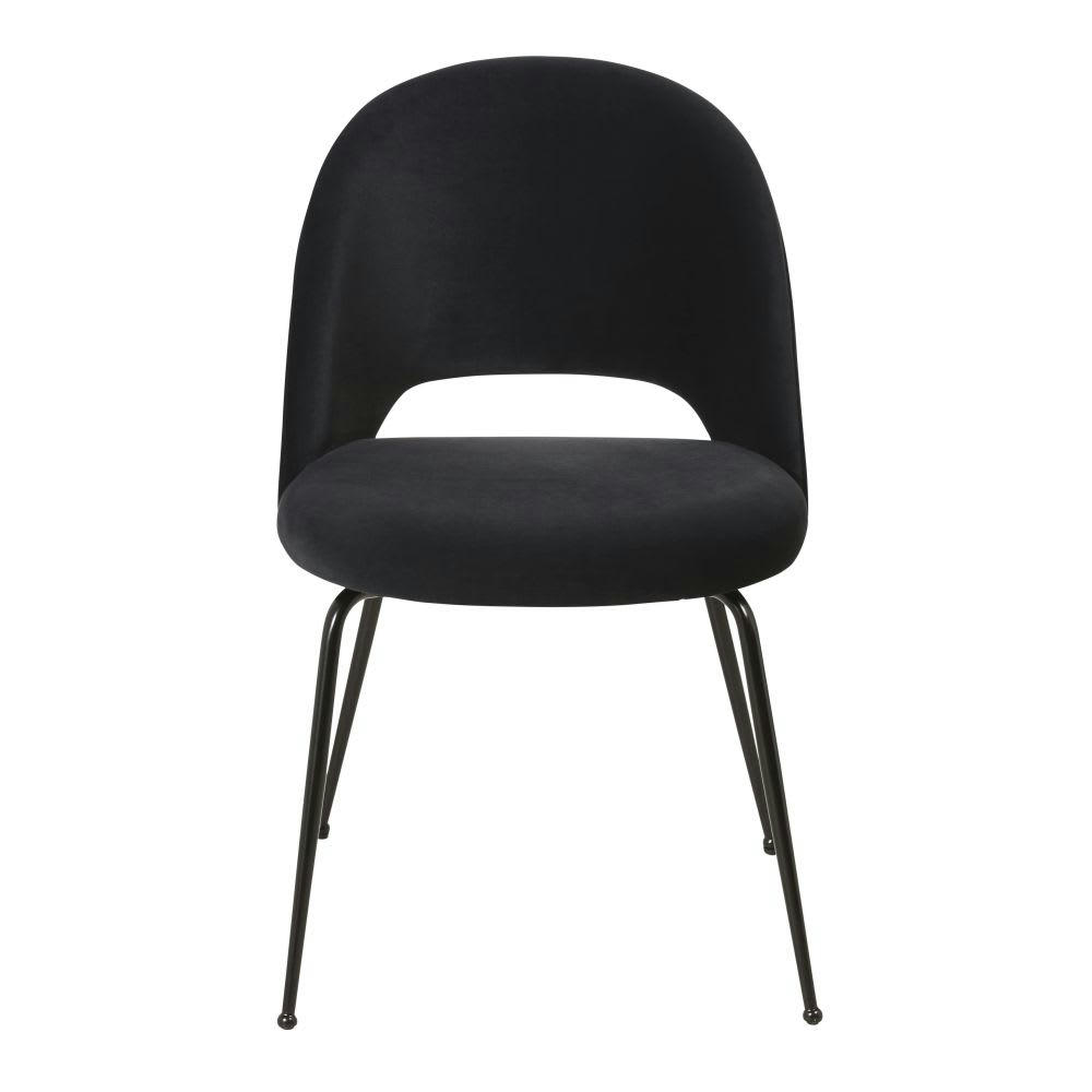 Isys - Chaise en velours et métal noirs