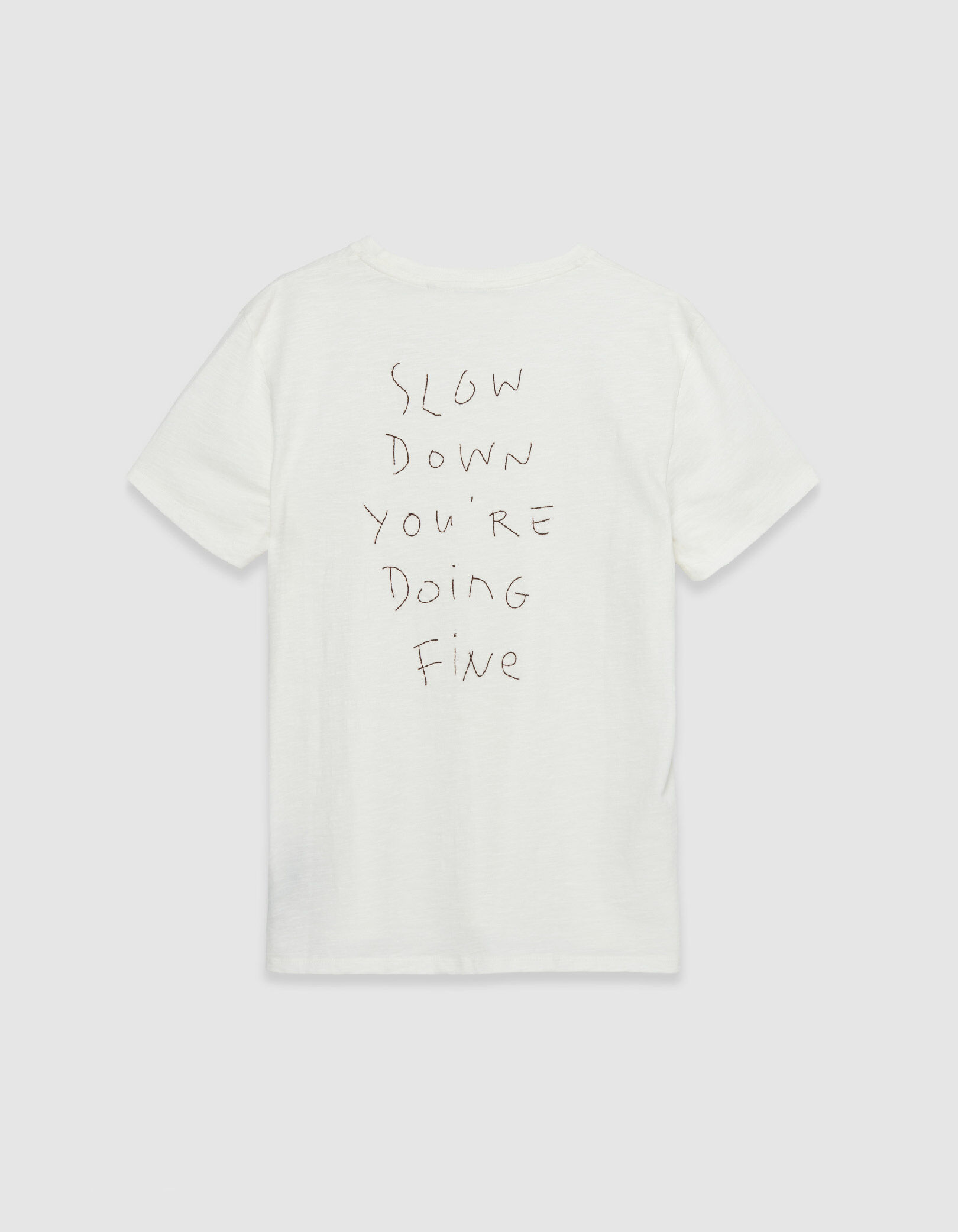 T-shirt marine flammé broderies devant dos Homme