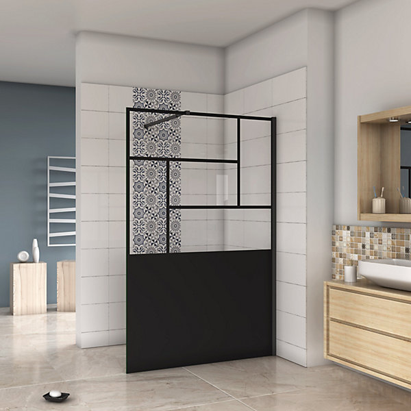paroi de douche 120x200cm,Paroi douche italienne industrielle,avec une barre de fixation extensible,Conception et intimité