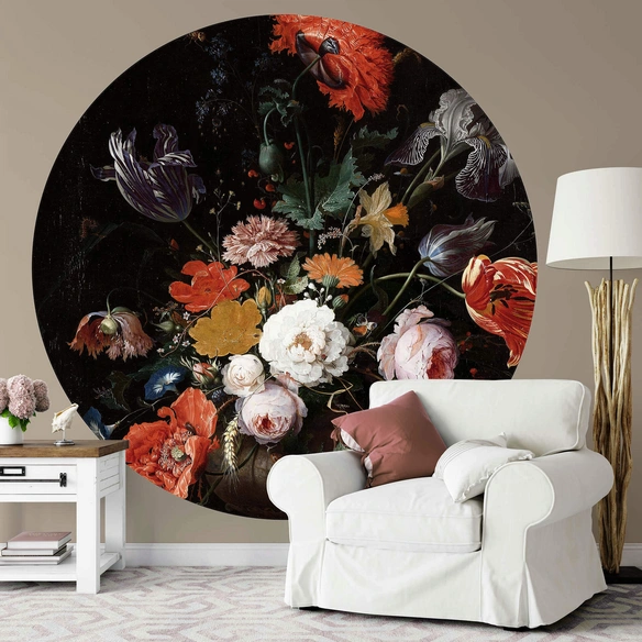 Vliestapete »Runde Vliestapete«, Mignon Stillleben Blumen, mehrfarbig, matt