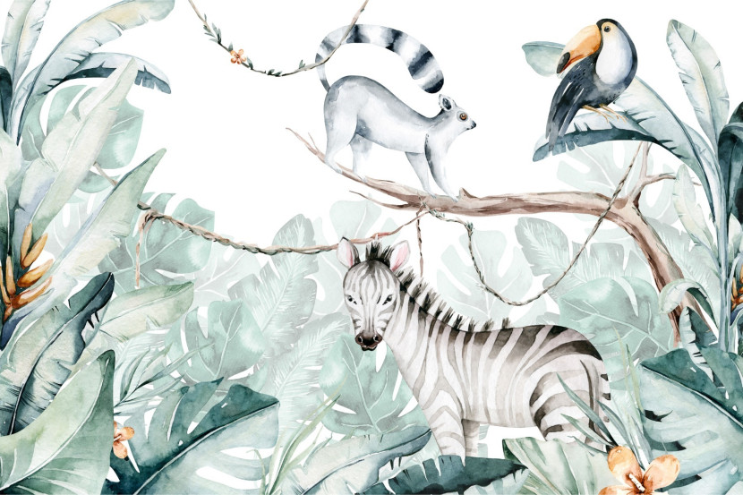 Fototapeta Ścienna DŻUNGLA Zebra Liście 90x60cm