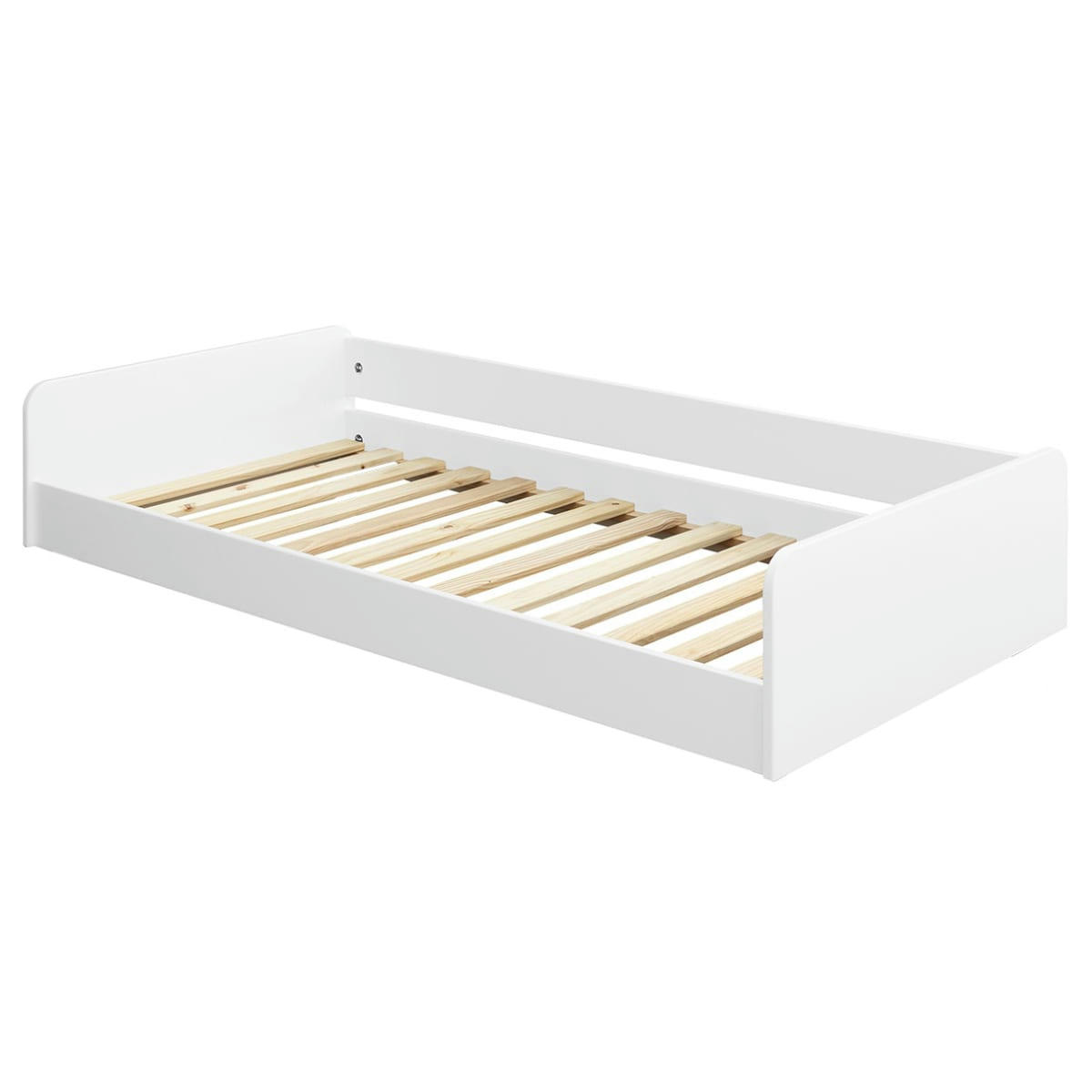 HARPE - Lit avec barrière 90x190 cm bois massif blanc