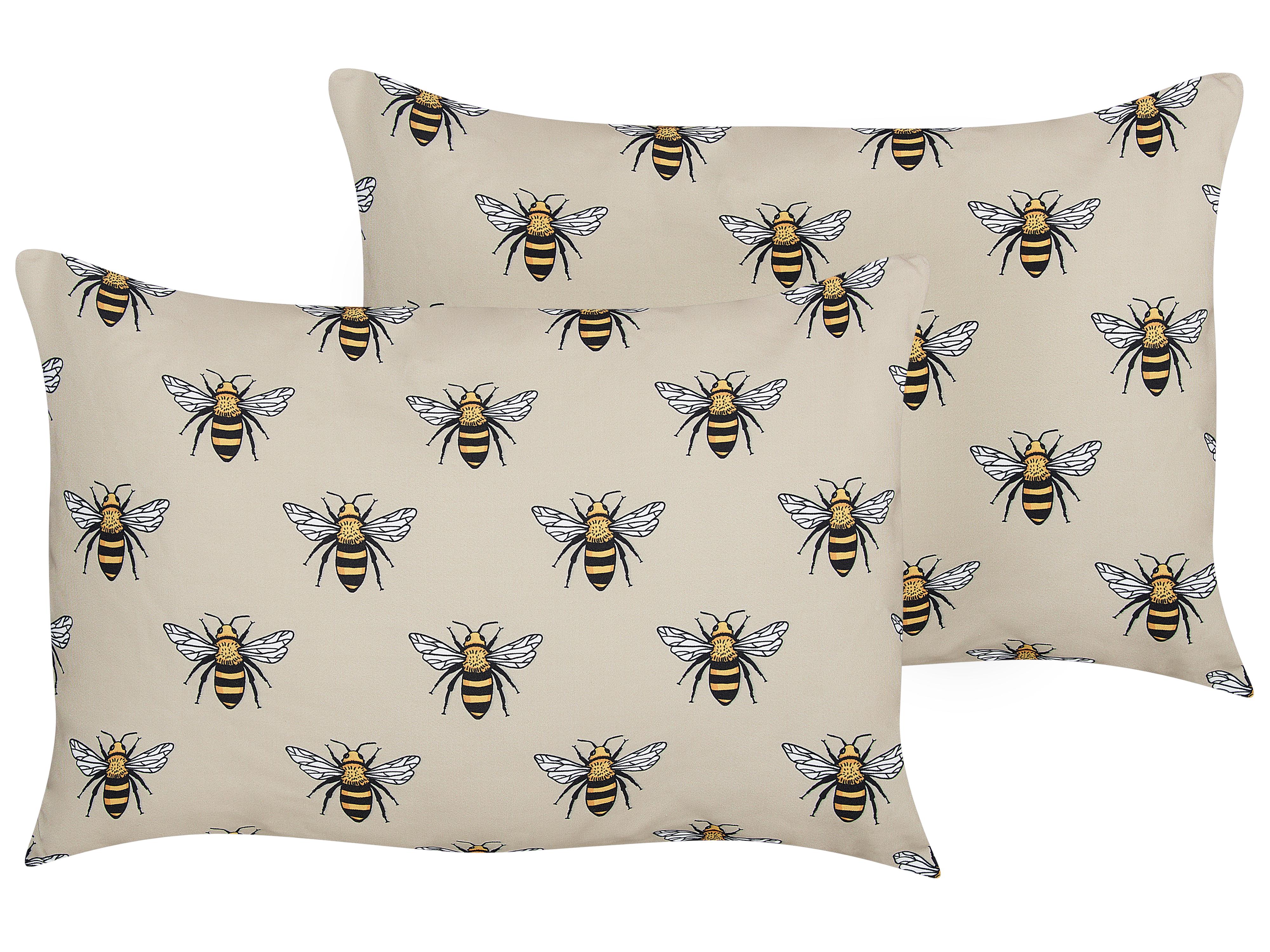 Set of 2 Outdoor Cushions CANNETO Animal Pattern 40 x 60 cm Beige