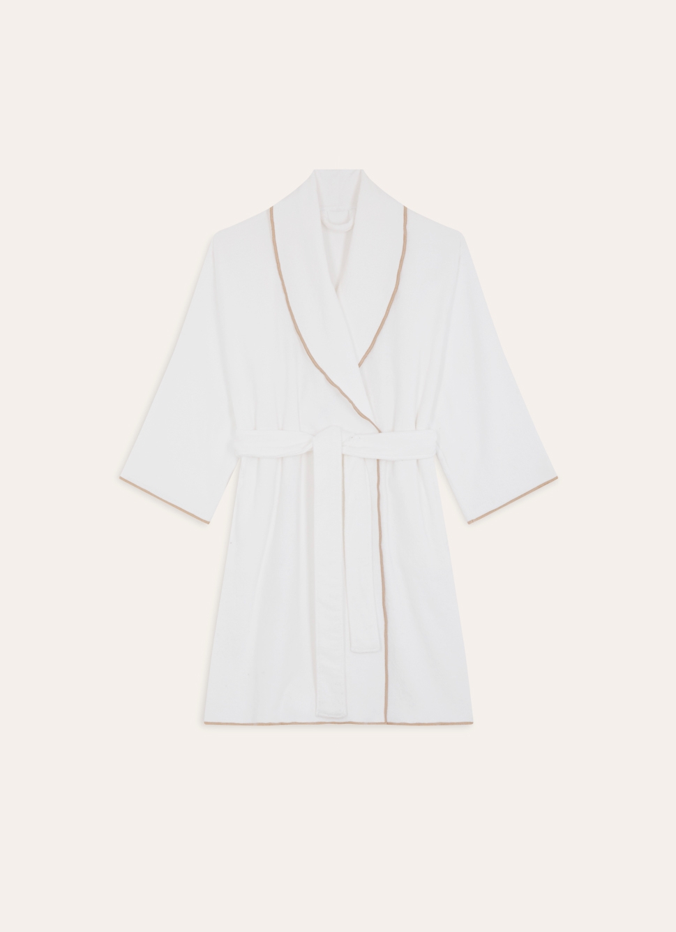 PEIGNOIR DE BAIN FINITION BOURDON OPÉRA BLANC/BEIGE