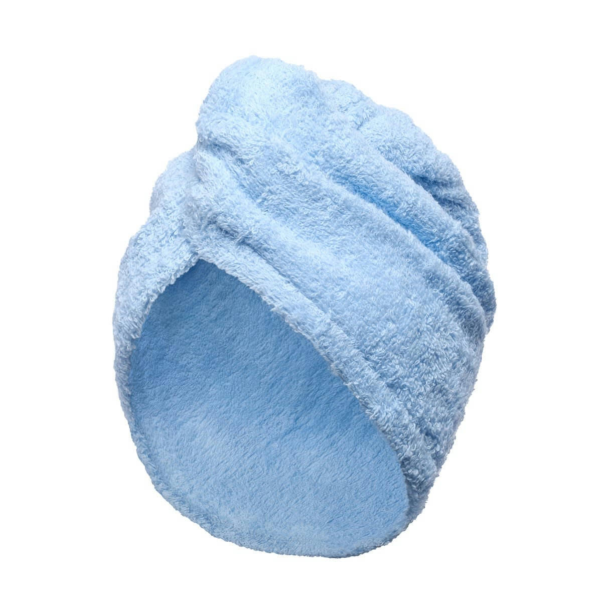 TURBAN DE BAIN - Turban éponge fermeture élastique en coton bleu ciel