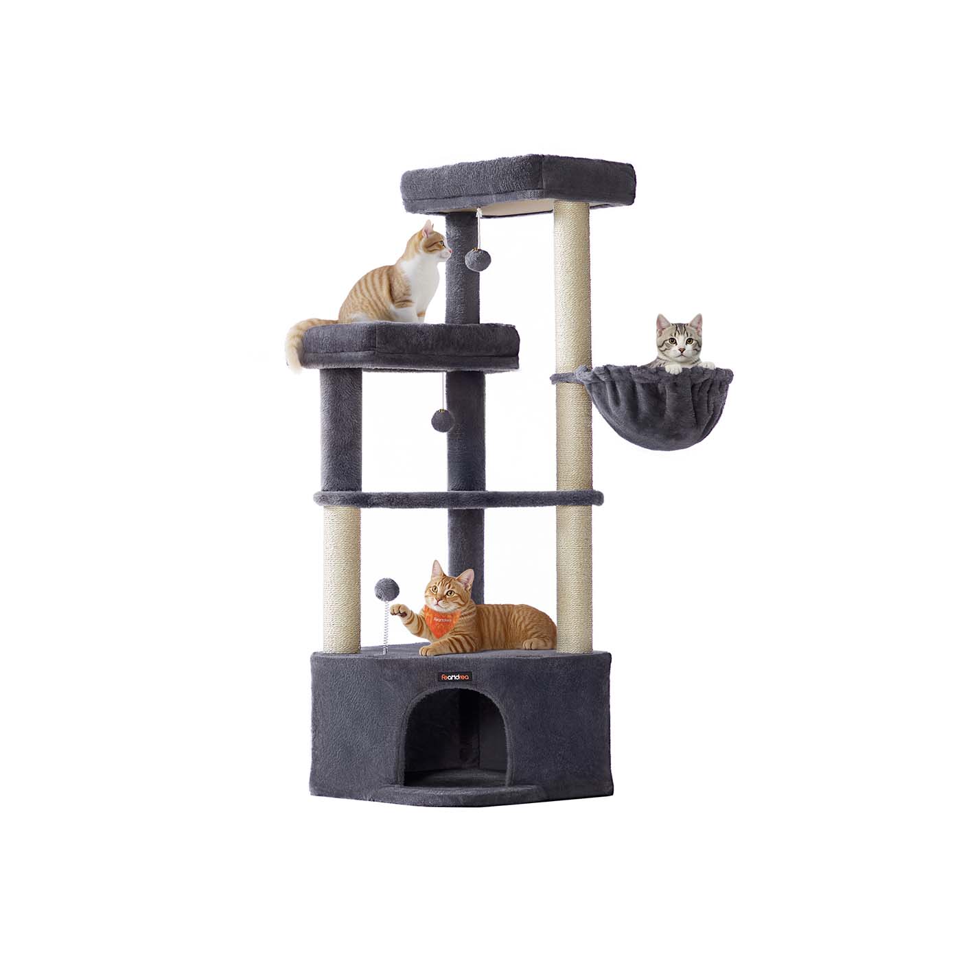 Arbre à chat avec niche hamac plateformes et jouets amusants