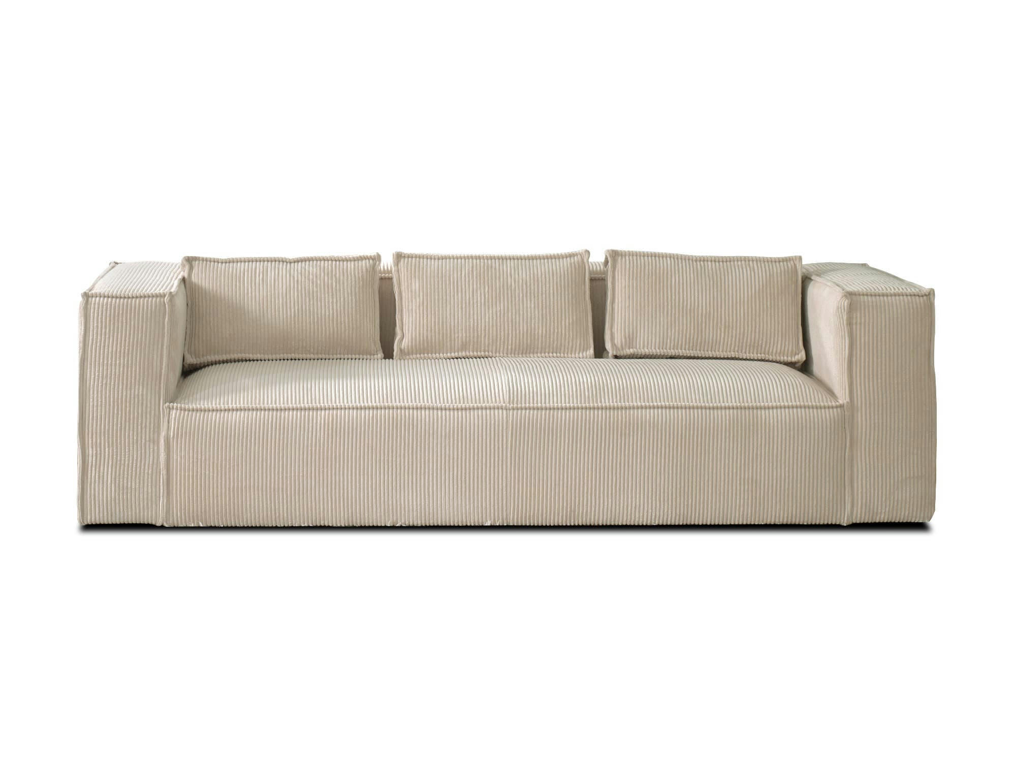 STELLA - Canapé droit 3 places en velours côtelé beige