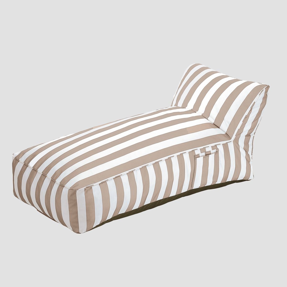 Leżanka MARIS w biało-beżowe paski 70x150x65 cm