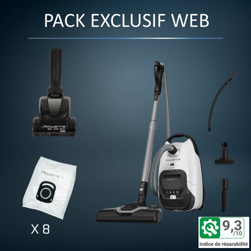 Pack Exclusif Web - Aspirateur Silence Force Effitech   8 sacs hygiene   Turbo Brosse