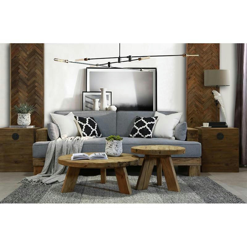 - Coffre carré en pin recyclé et métal carré