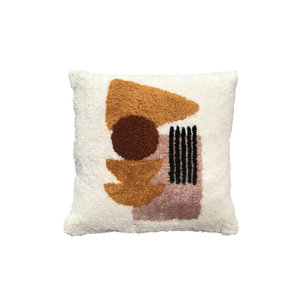 RETRO MOOD - Coussinfté imprimé en coton ecru 40x40