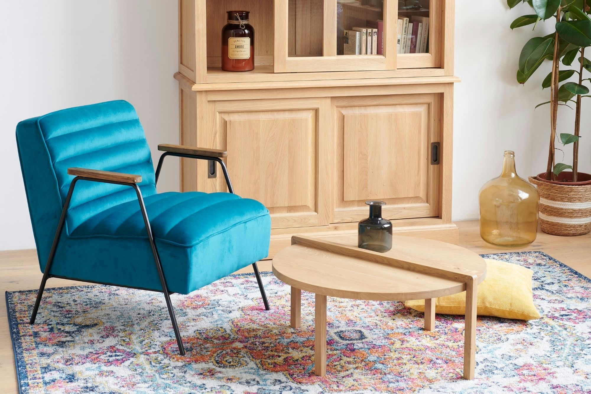 ALICE - Table basse ronde scandinave en bois massif D71