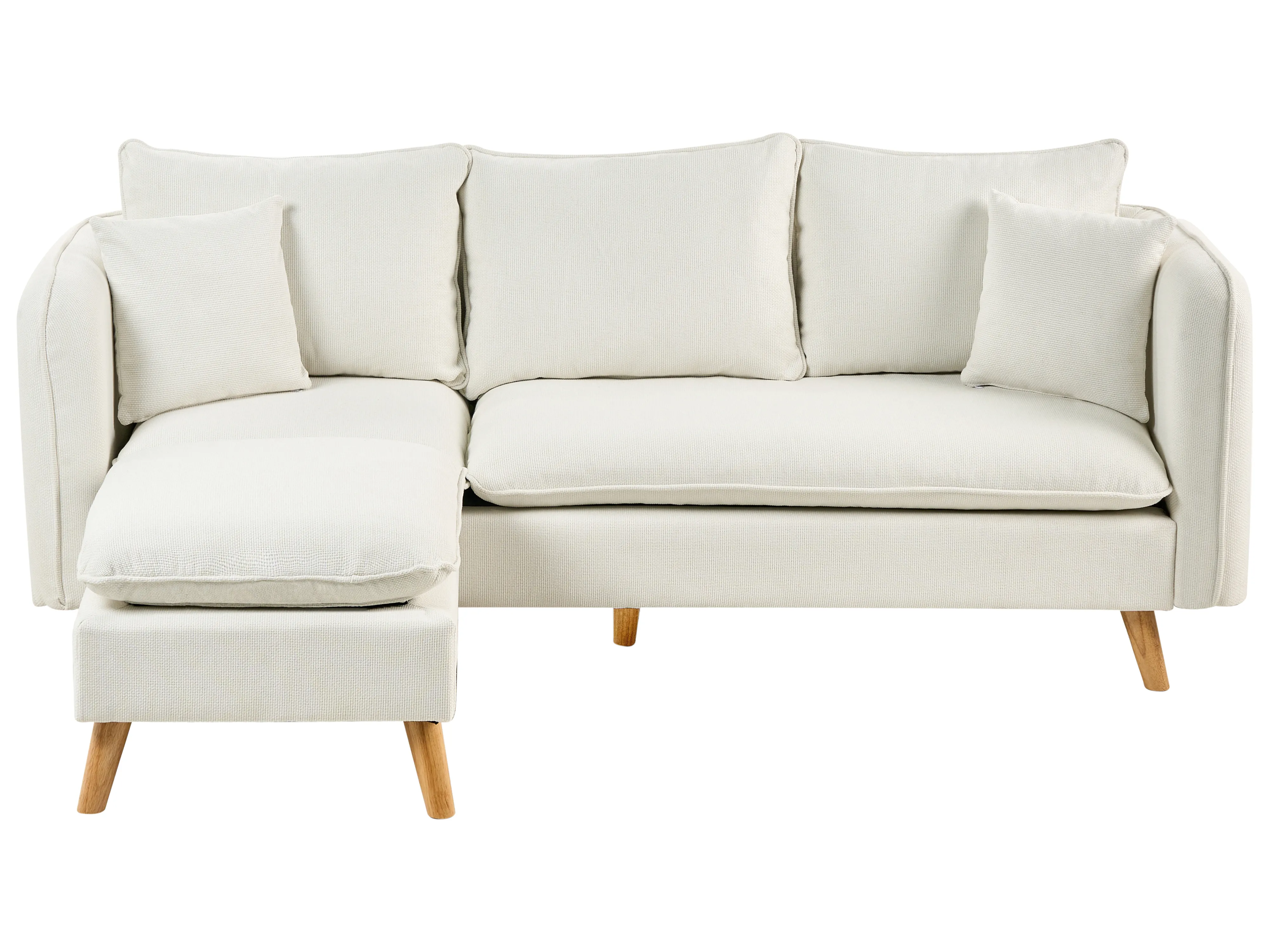 Sofa 3 Seater DALVIK Fabric White with Ottoman