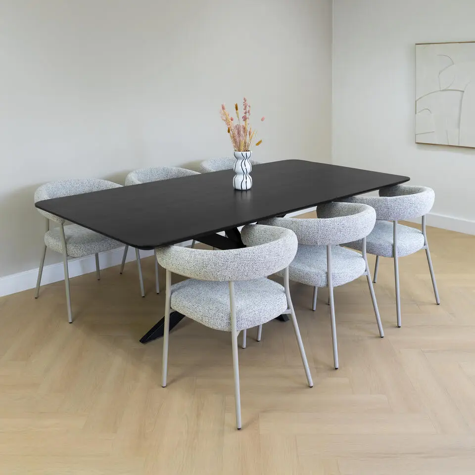 QUVIO Eettafel Sofia - Rechthoekig - FSC? - 220x110 cm - Zwart