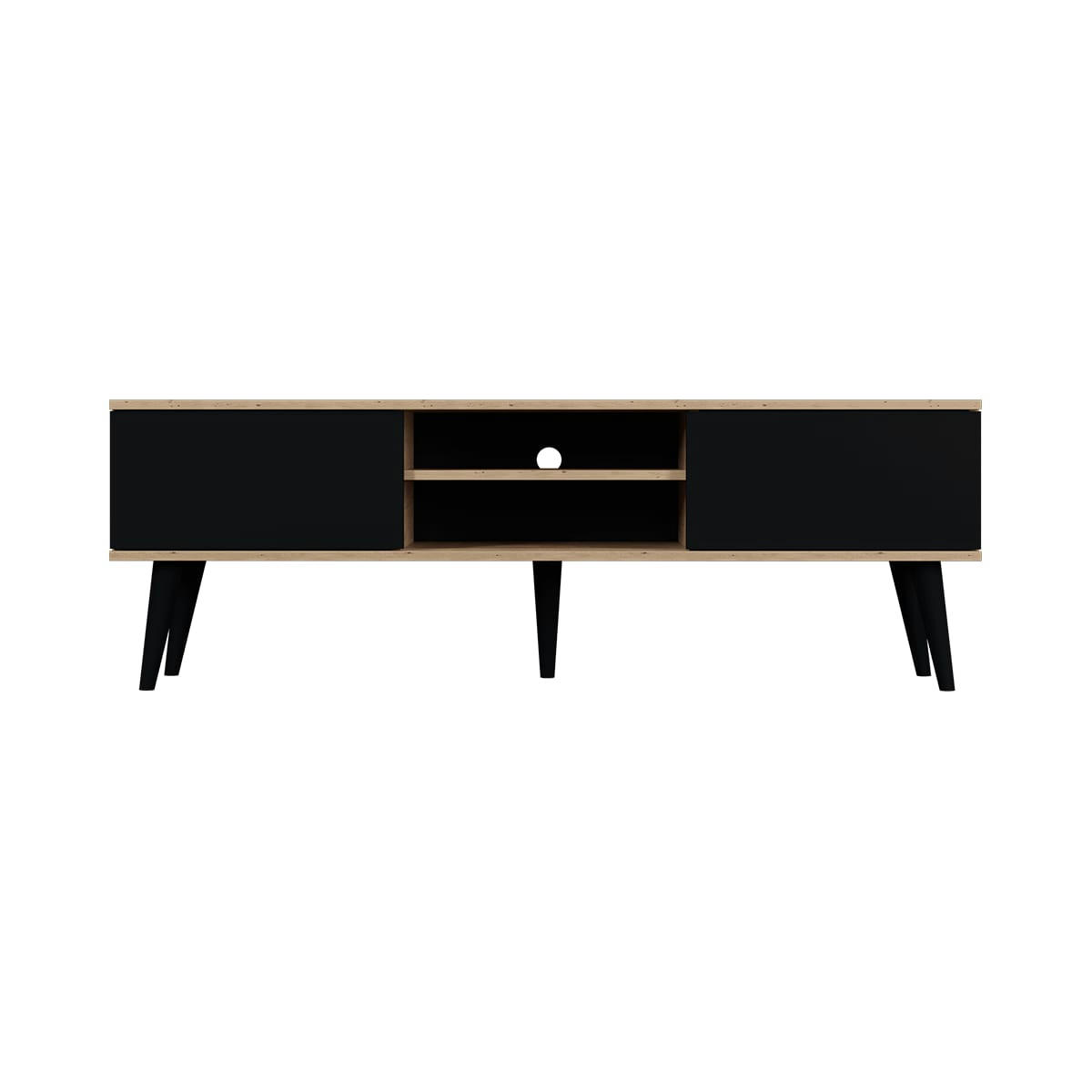 - Meuble tv 160 cm noir et naturel
