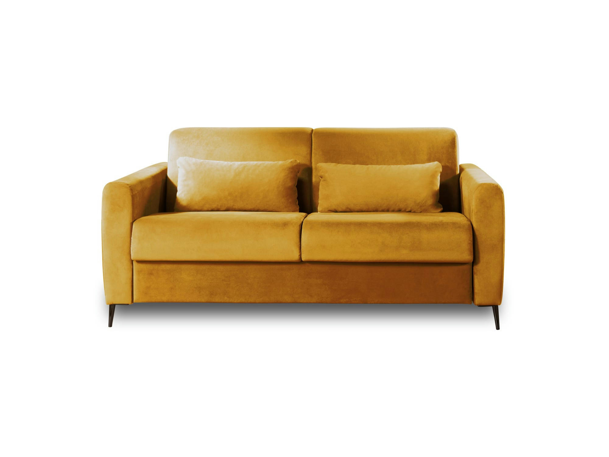 OWEN - Canapé droit convertible 3 places en velours jaune