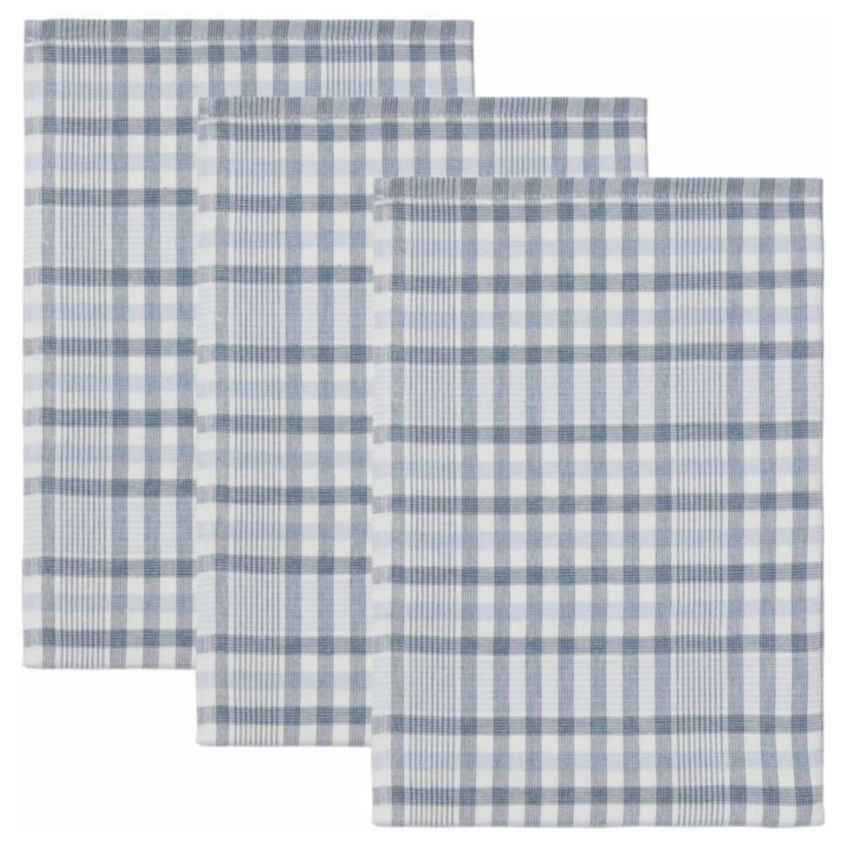 TEKSADA COUNTRY - 3 torchons double face Indigo 50x70 cm