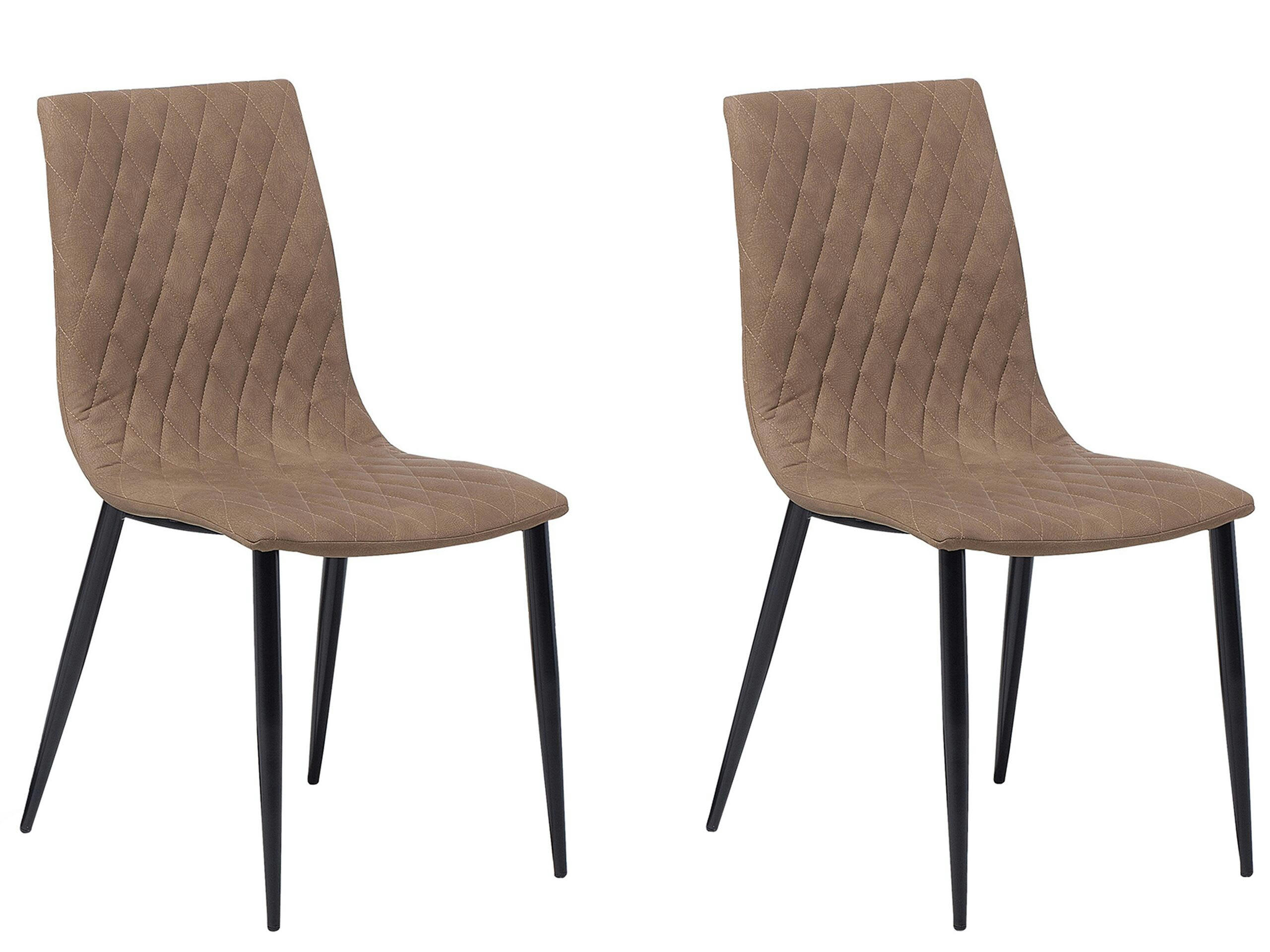 MONTANA - Lot de 2 chaises en cuir PU marron clair
