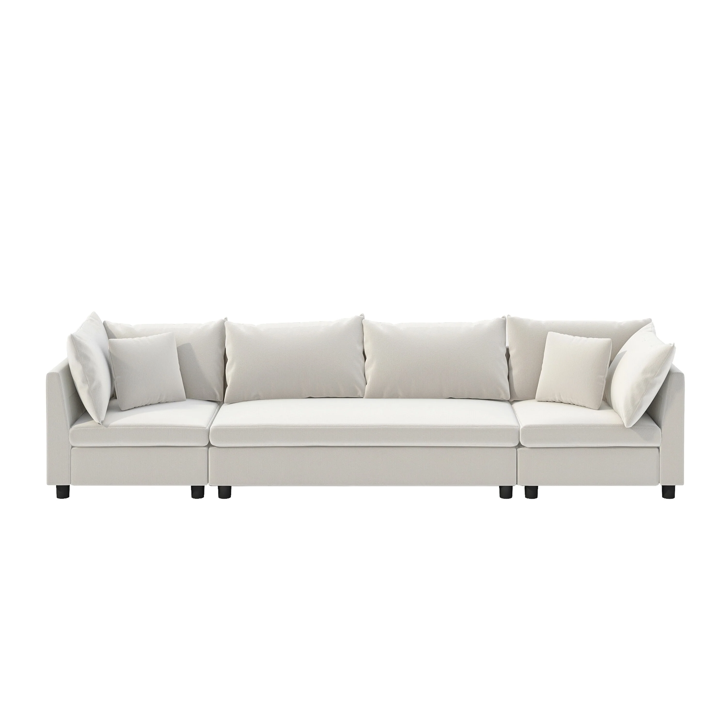 Contemporary Modular Sofa with Chenille Upholstery, Solid Wood Frame & Removable Cushions for Living Room or Guest Room