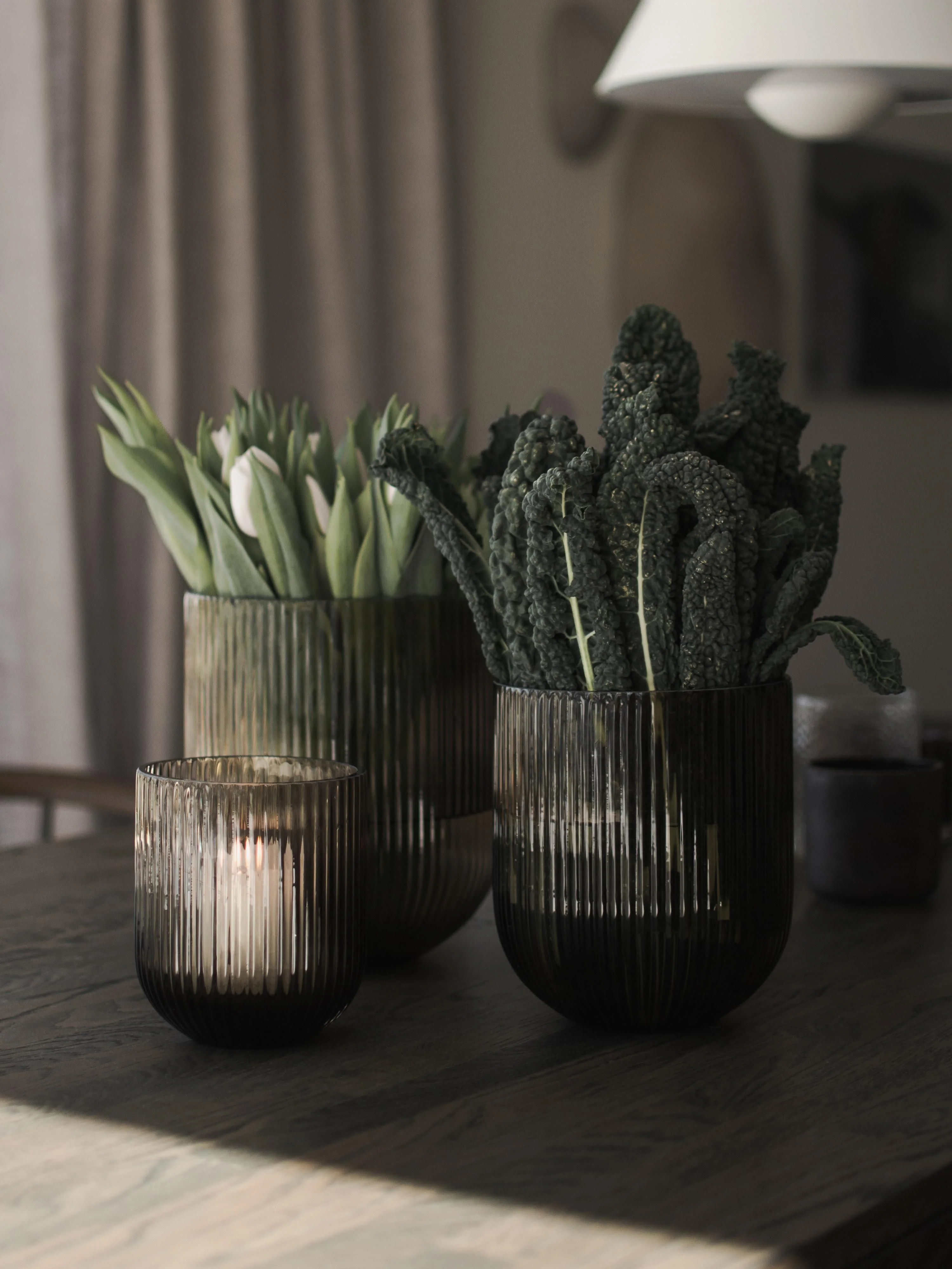 Glas-Vase Simple Stripe Medium, H 18 cm
