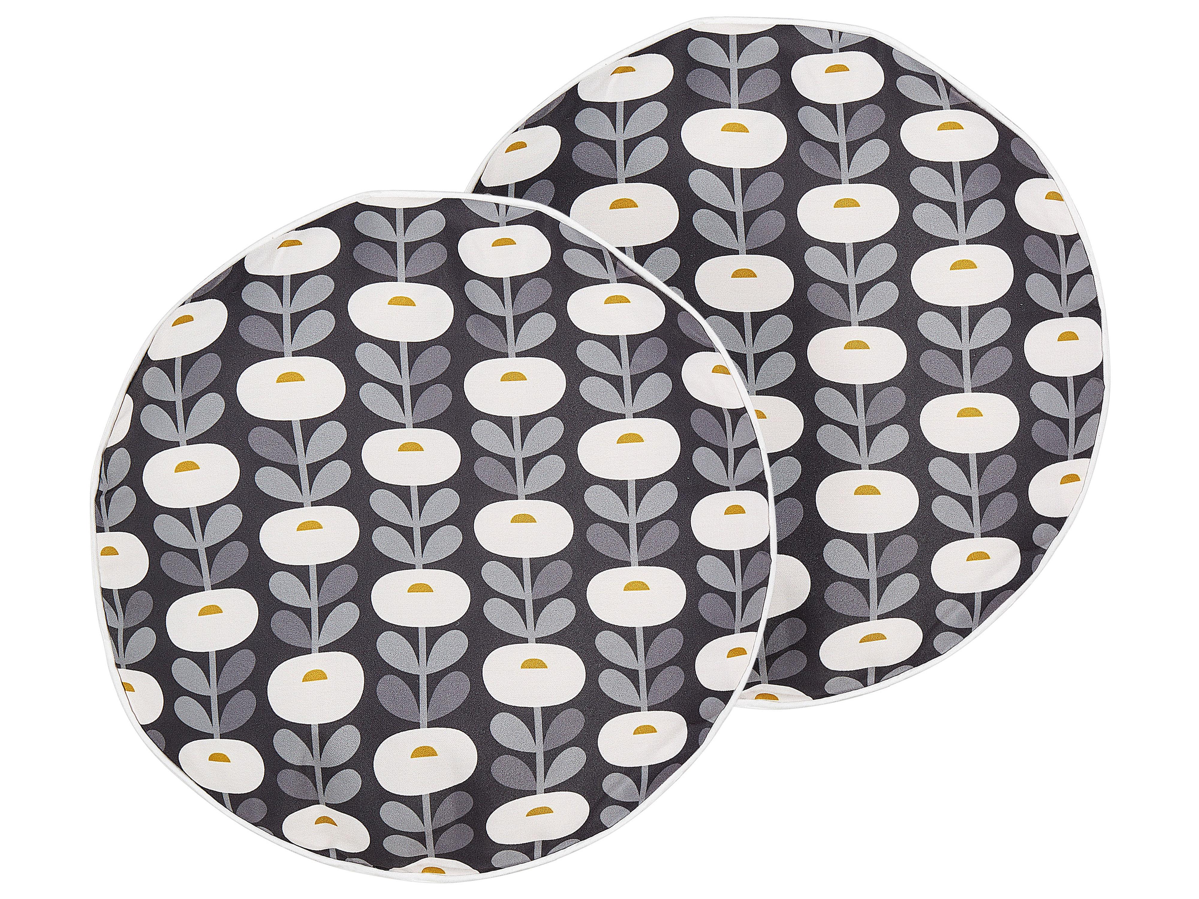 Set of 2 Outdoor Cushions VALSORDA Geometric Pattern 40 x 40 cm Grey