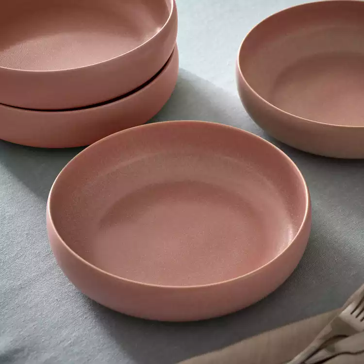 Habitat 4 Piece Reactive Stoneware Pasta Bowls - Pink