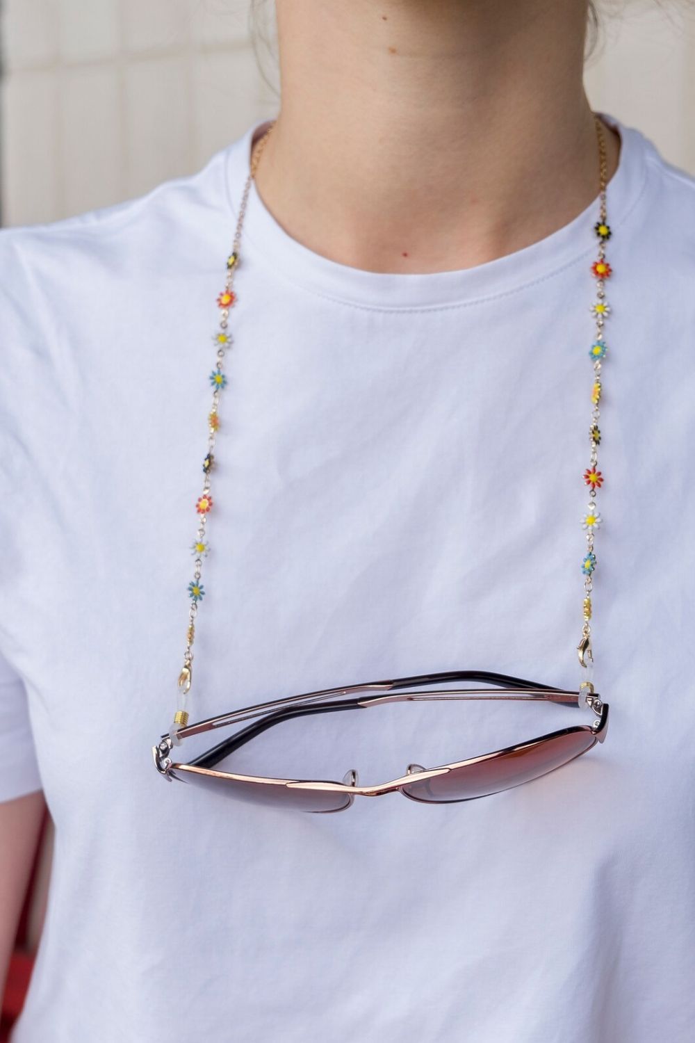 The Colourful Aura 62 CM Multicolour Sun Flower Daisy Sun Glass Reading Eyewear Holder Lanyard Chain