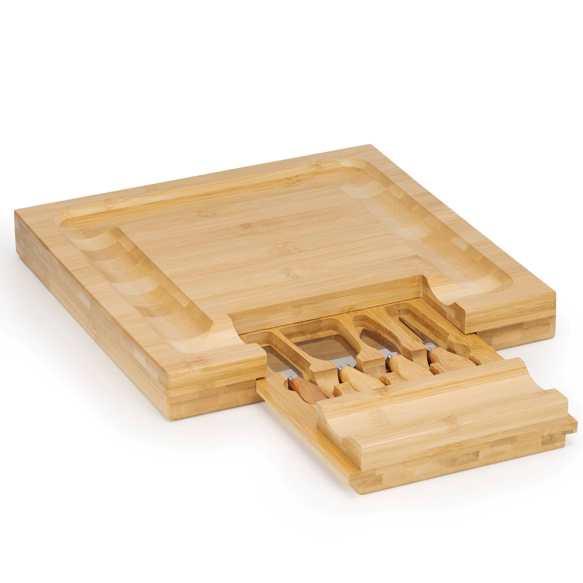 Taca, patera bambusowa do serwowania przekąsek 33x33 cm deska z szufladką