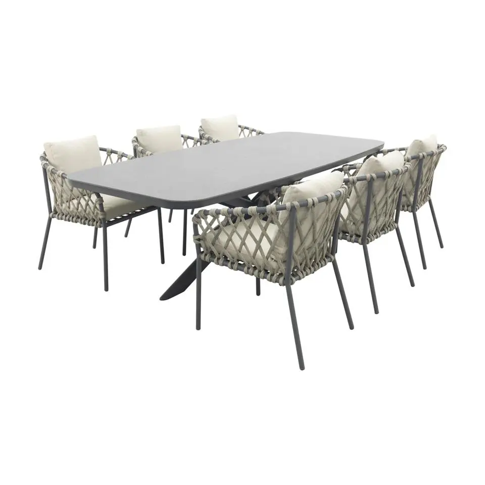 Sara/Soreno deens ovale tuinset 240x110 cm. - Licht grijs