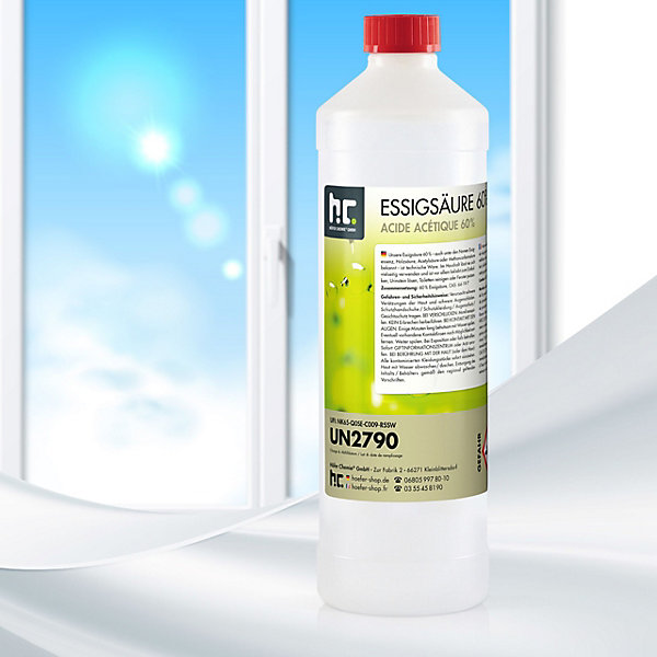 Acide Acétique 60 %, 6 x 1 L : Nettoyant Concentré,Et économique Pour Un Usage Ménager Polyvalent