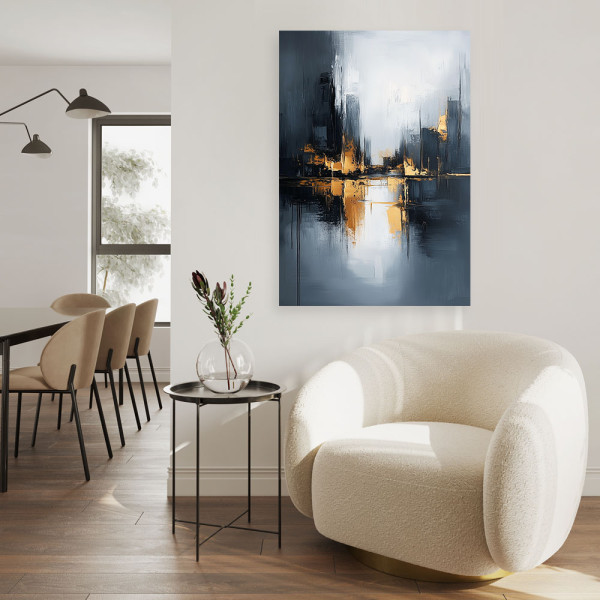 Feeby Obraz do salonu loftu, Abstrakcja Złoty Szary Czarny 40x60